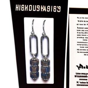 5 For $25💫Rich Blue and Brown Heishe Beads Silver Paperclip Earrings